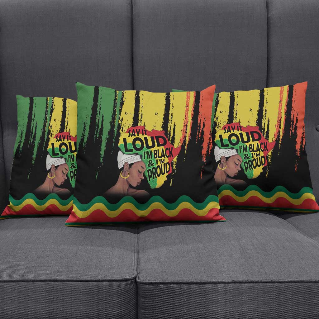 Black History Dreadlocks Map Pillow Cover Say It Loud I’m Black and I’m Proud - African Pride