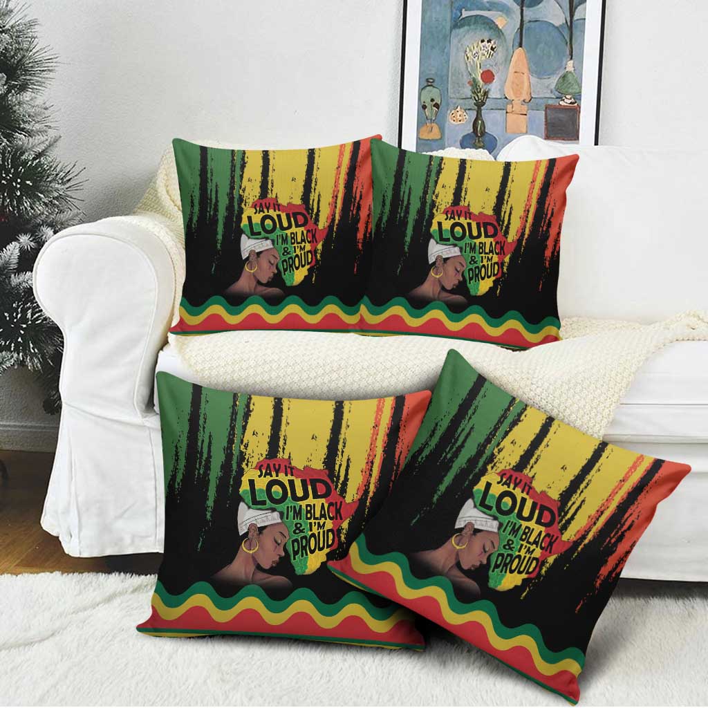 Black History Dreadlocks Map Pillow Cover Say It Loud I’m Black and I’m Proud - African Pride