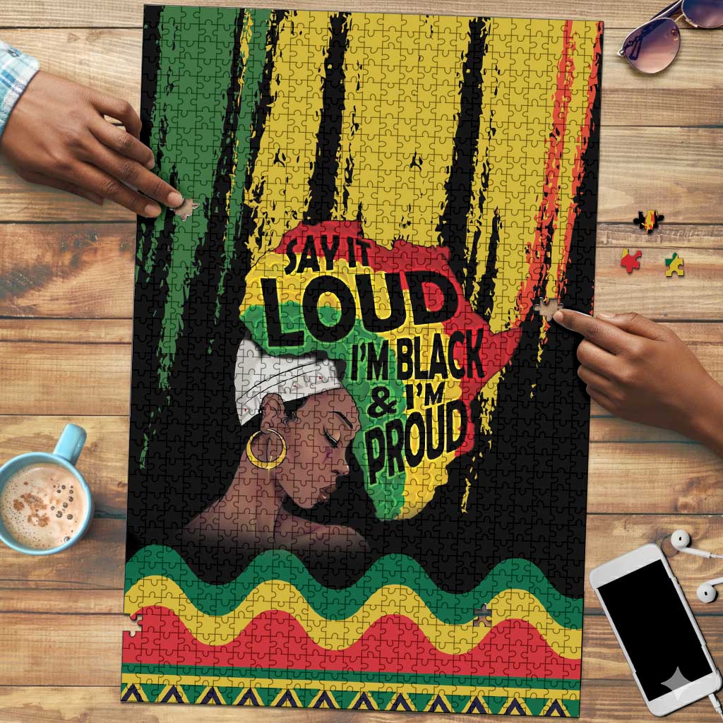 Black History Dreadlocks Map Puzzle Say It Loud I’m Black and I’m Proud - African Pride