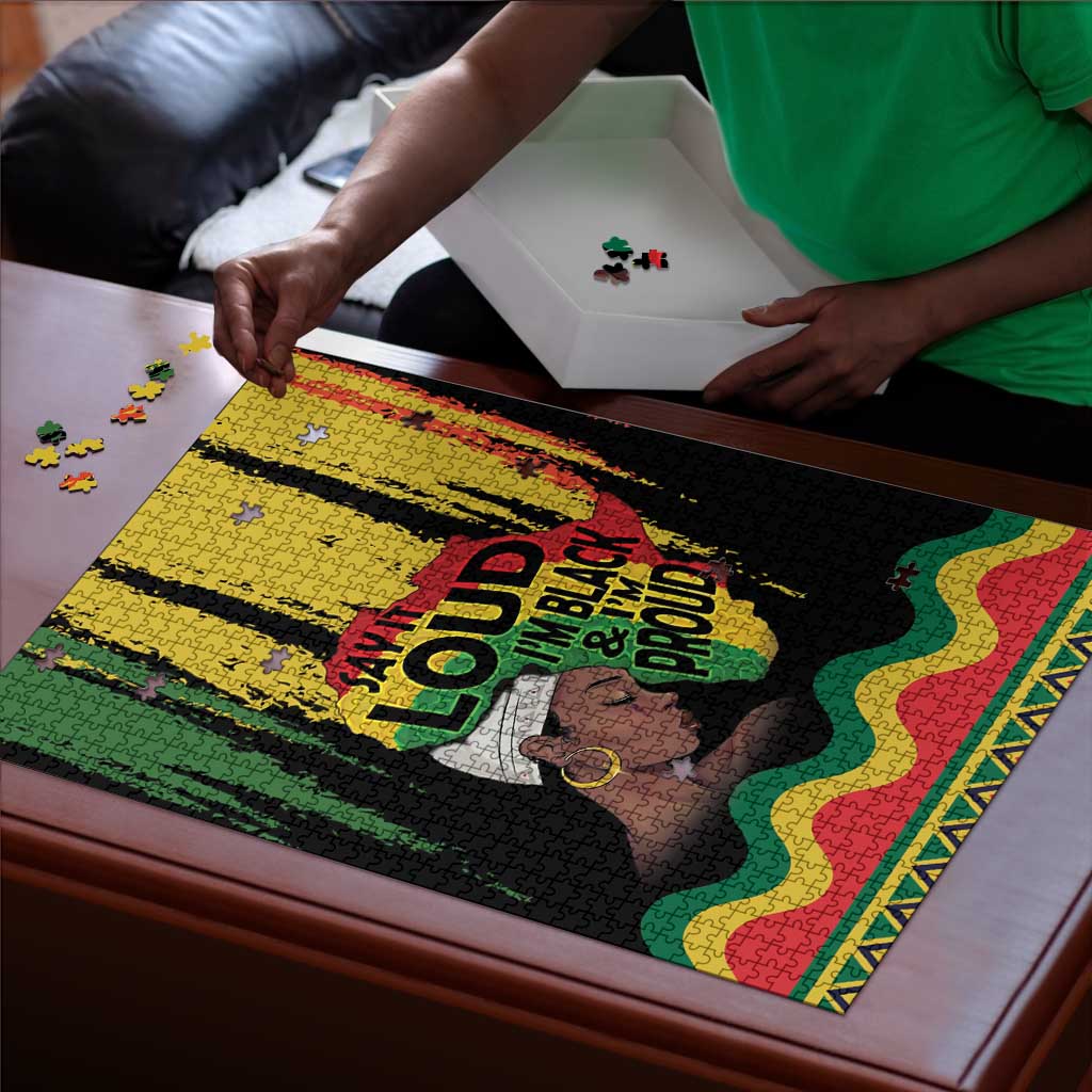 Black History Dreadlocks Map Puzzle Say It Loud I’m Black and I’m Proud - African Pride