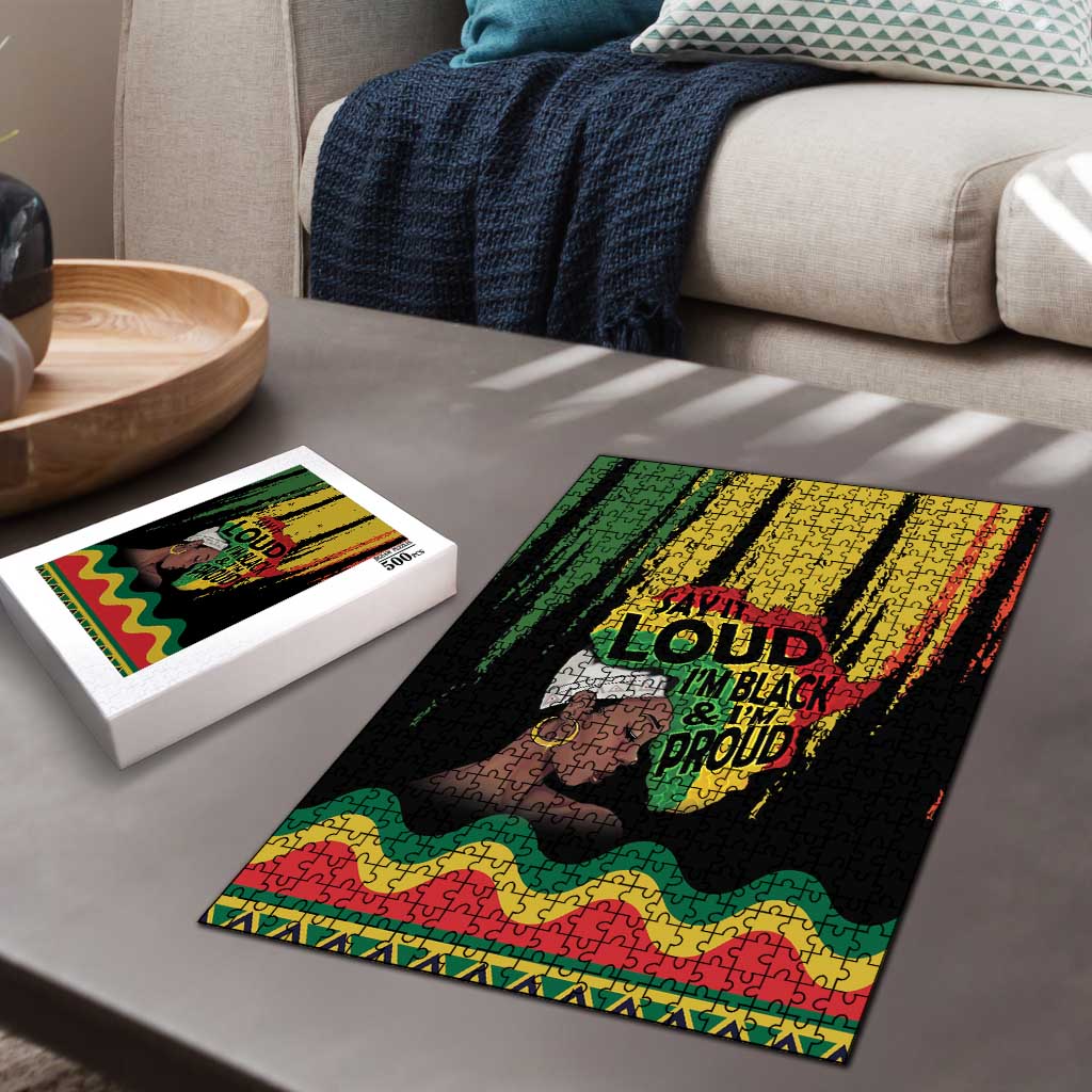 Black History Dreadlocks Map Puzzle Say It Loud I’m Black and I’m Proud - African Pride