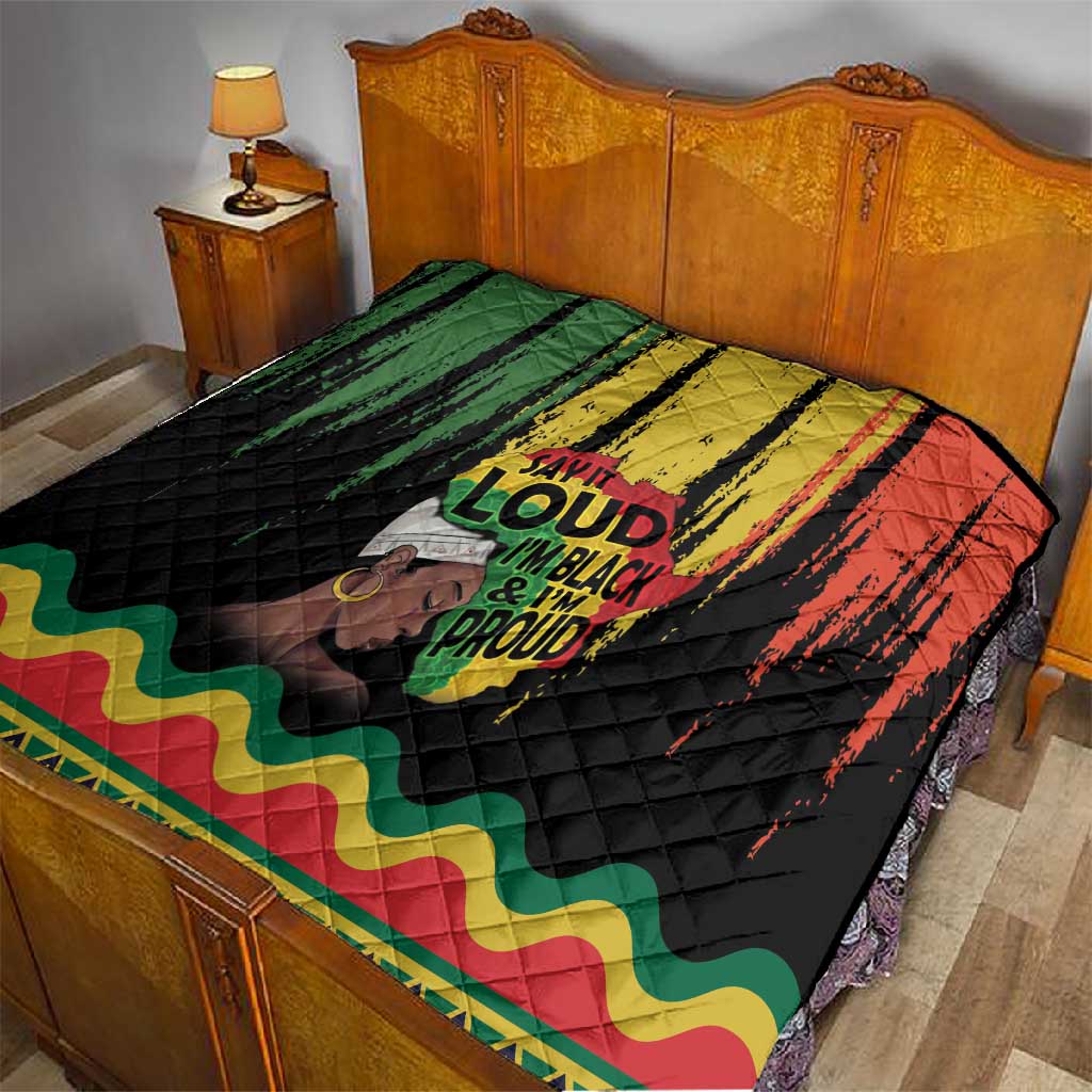 Black History Dreadlocks Map Quilt Say It Loud I’m Black and I’m Proud - African Pride