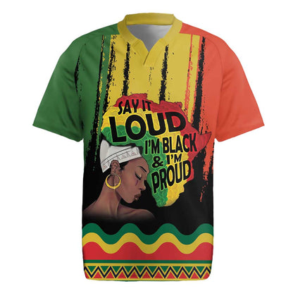 Black History Dreadlocks Map Rugby Jersey Say It Loud Im Black and Im Proud LT19
