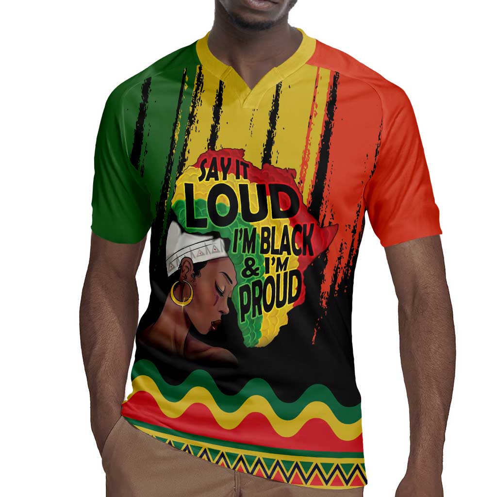 Black History Dreadlocks Map Rugby Jersey Say It Loud Im Black and Im Proud LT19