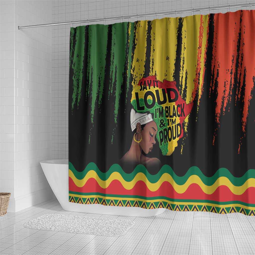 Black History Dreadlocks Map Shower Curtain Say It Loud I’m Black and I’m Proud - African Pride