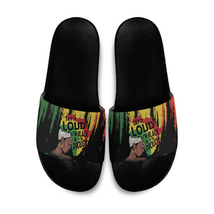 Black History Dreadlocks Map Slide Sandals Say It Loud I’m Black and I’m Proud - African Pride