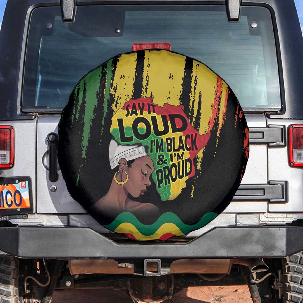 Black History Dreadlocks Map Spare Tire Cover Say It Loud I’m Black and I’m Proud - African Pride