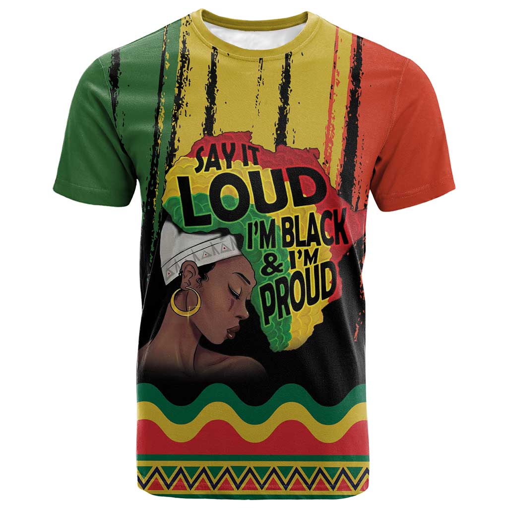 Black History Dreadlocks Map T shirt Say It Loud Im Black and Im Proud LT19