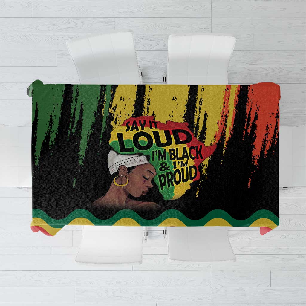 Black History Dreadlocks Map Tablecloth Say It Loud I’m Black and I’m Proud - African Pride