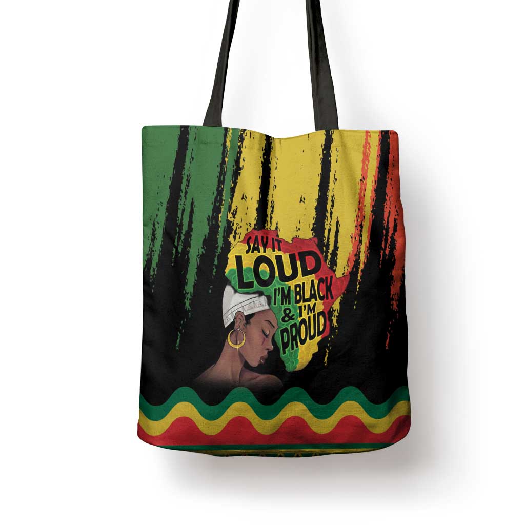 Black History Dreadlocks Map Tote Bag Say It Loud I’m Black and I’m Proud - African Pride