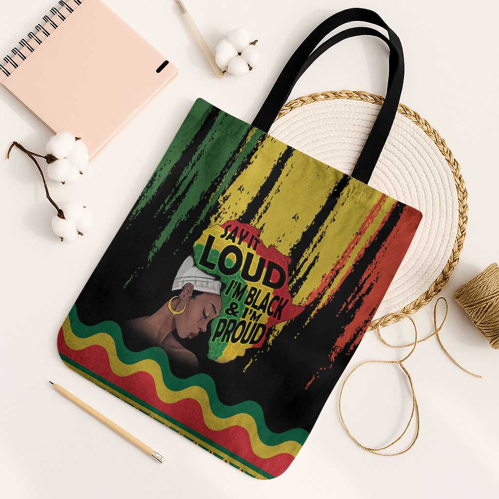 Black History Dreadlocks Map Tote Bag Say It Loud I’m Black and I’m Proud - African Pride
