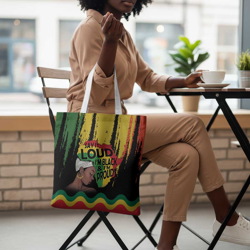 Black History Dreadlocks Map Tote Bag Say It Loud I’m Black and I’m Proud - African Pride