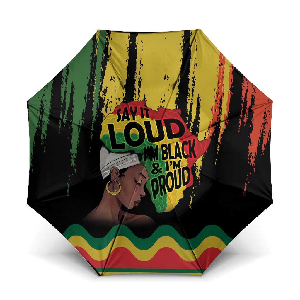 Black History Dreadlocks Map Umbrella Say It Loud I’m Black and I’m Proud - African Pride
