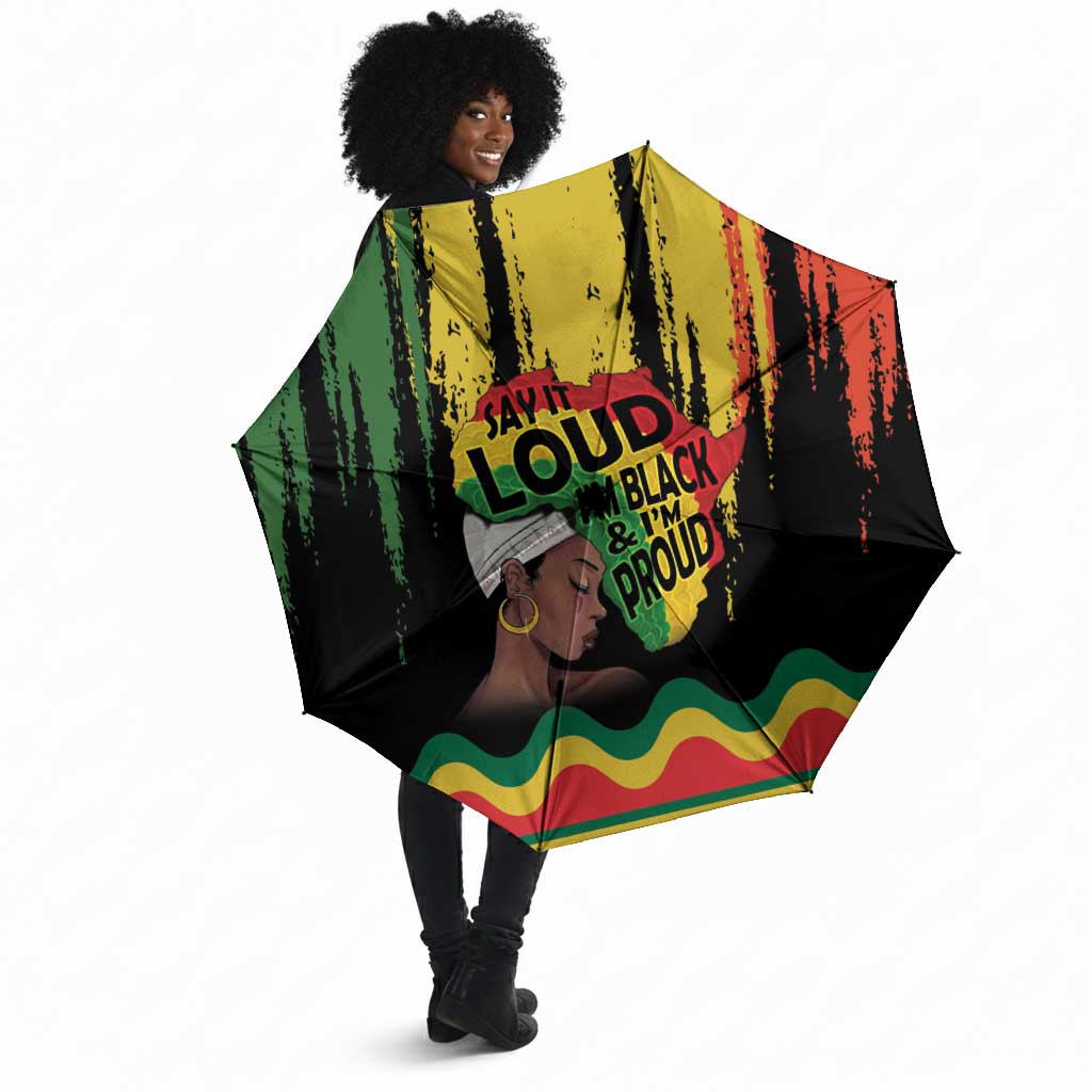Black History Dreadlocks Map Umbrella Say It Loud I’m Black and I’m Proud - African Pride