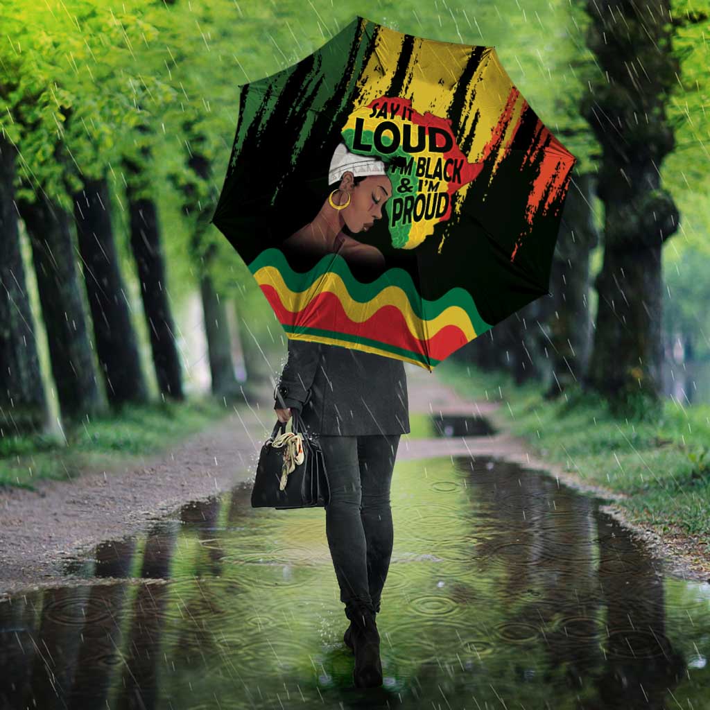 Black History Dreadlocks Map Umbrella Say It Loud I’m Black and I’m Proud - African Pride
