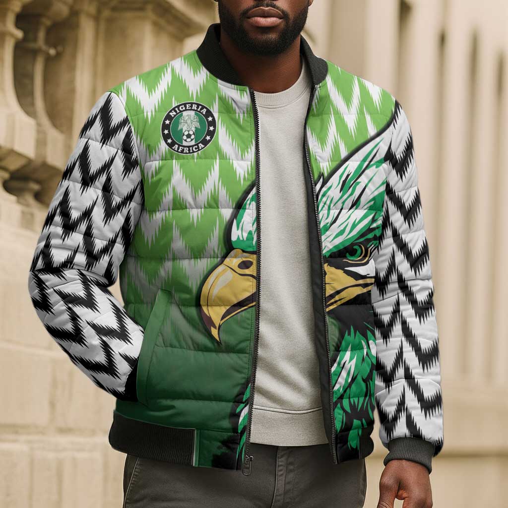 Custom Nigeria Football Bomber Puffer Jacket The Super Eagles Rise