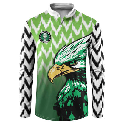 Custom Nigeria Football Button Sweatshirt The Super Eagles Rise