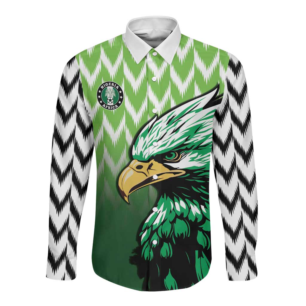 Custom Nigeria Football Long Sleeve Button Shirt The Super Eagles Rise