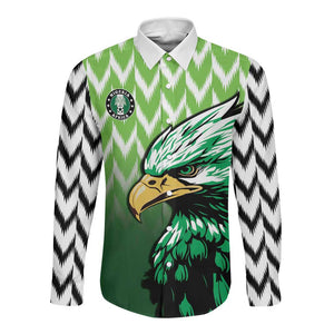 Custom Nigeria Football Long Sleeve Button Shirt The Super Eagles Rise