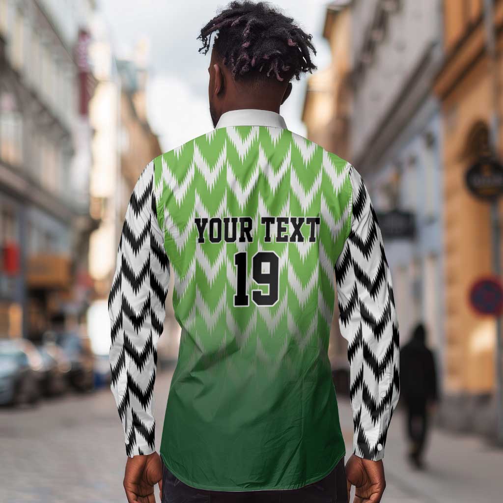 Custom Nigeria Football Long Sleeve Button Shirt The Super Eagles Rise