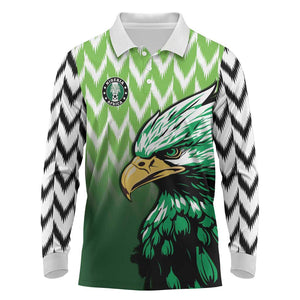 Custom Nigeria Football Long Sleeve Polo Shirt The Super Eagles Rise