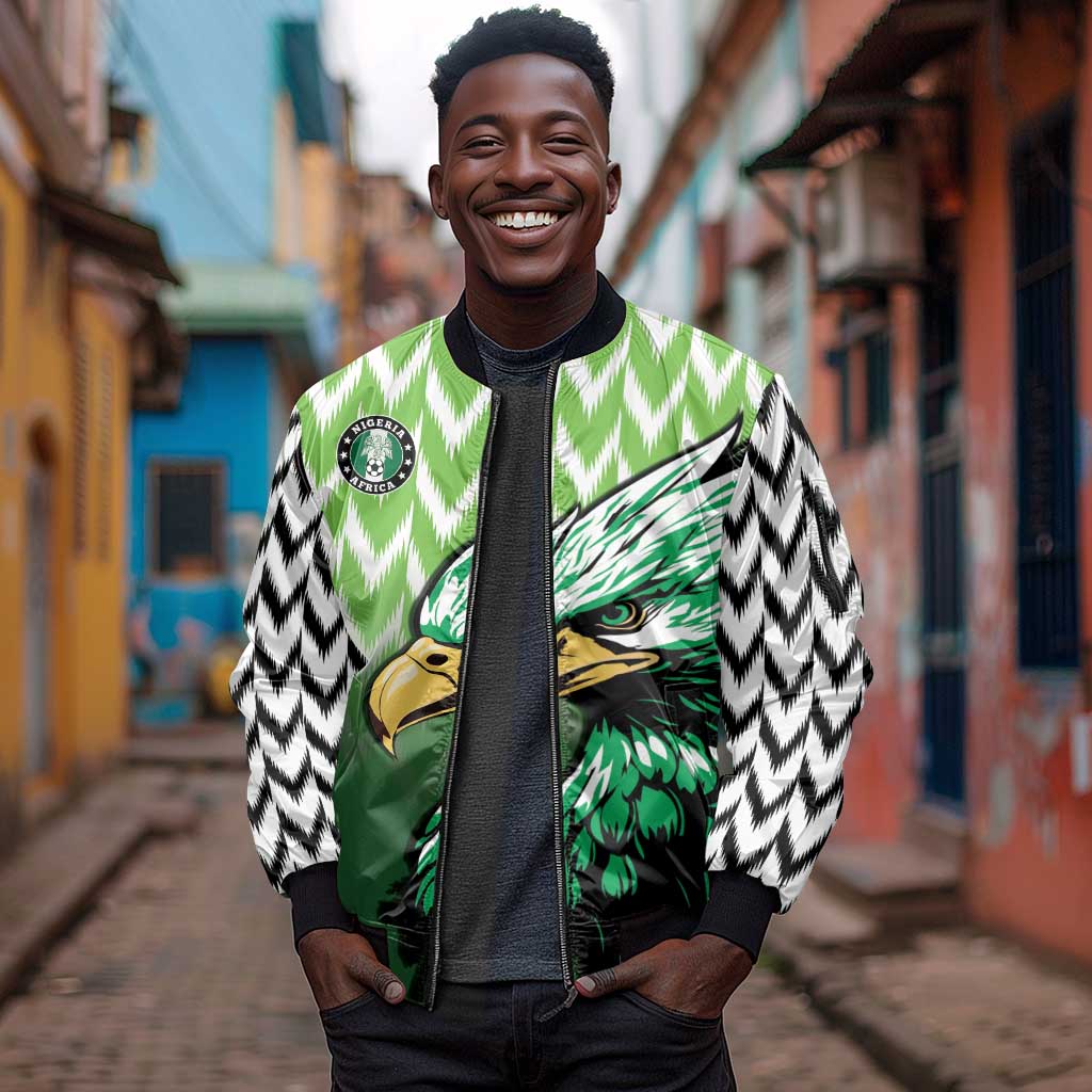 Custom Nigeria Football Sleeve Zip Bomber Jacket The Super Eagles Rise