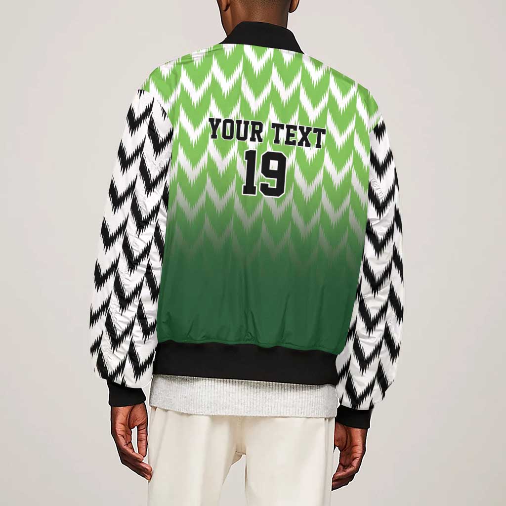 Custom Nigeria Football Sleeve Zip Bomber Jacket The Super Eagles Rise