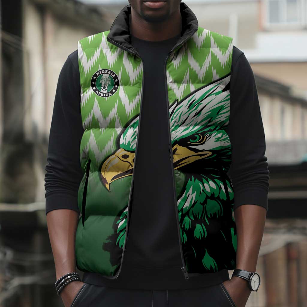 Custom Nigeria Football Sleeveless Puffer Jacket The Super Eagles Rise