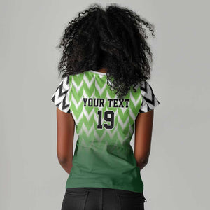 Custom Nigeria Football Women V-Neck T-Shirt The Super Eagles Rise