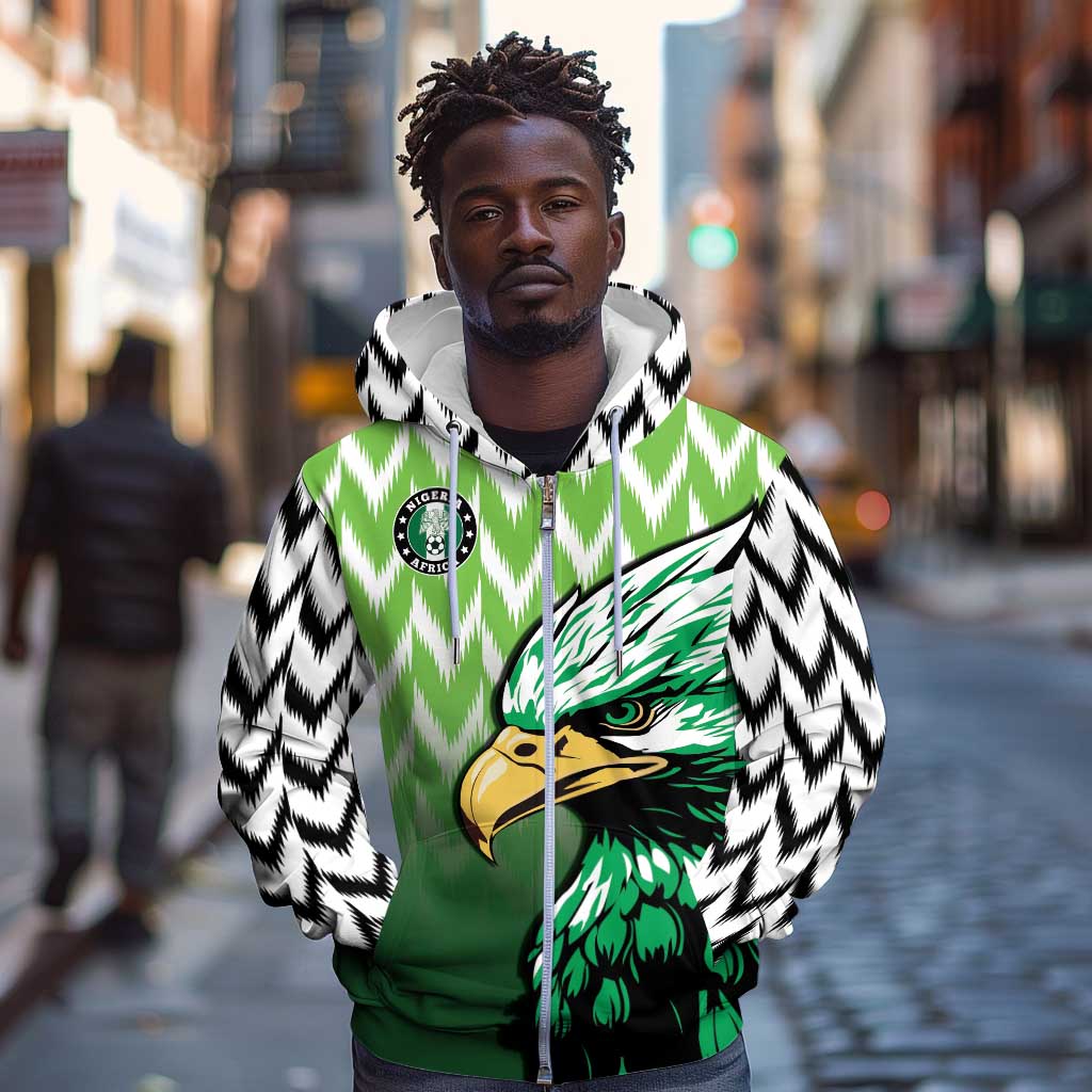 Custom Nigeria Football Zip Hoodie The Super Eagles Rise