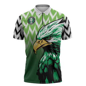 Custom Nigeria Football Zipper Polo Shirt The Super Eagles Rise