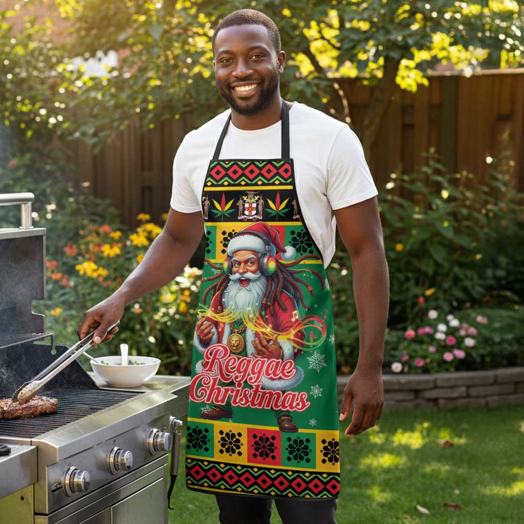 Afro-Jamaicans Christmas Apron Reggae Santa with Dreadlocks Design