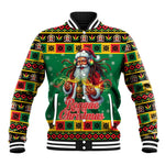 Afro-Jamaicans Christmas Baseball Jacket Reggae Santa with Dreadlocks Design - African Pride