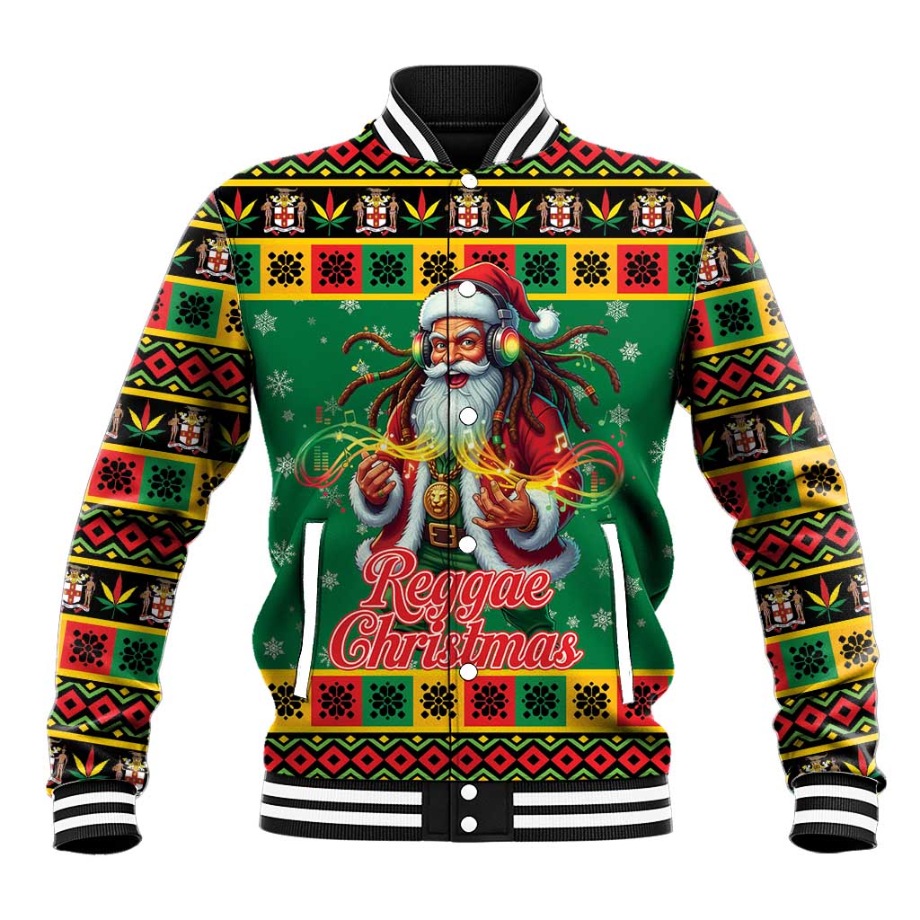 Afro-Jamaicans Christmas Baseball Jacket Reggae Santa with Dreadlocks Design - African Pride