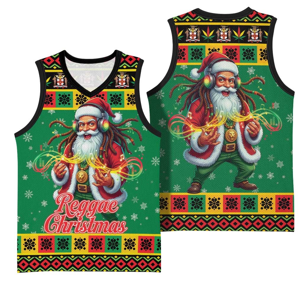 Afro-Jamaicans Christmas Basketball Jersey Reggae Santa with Dreadlocks Design - African Pride