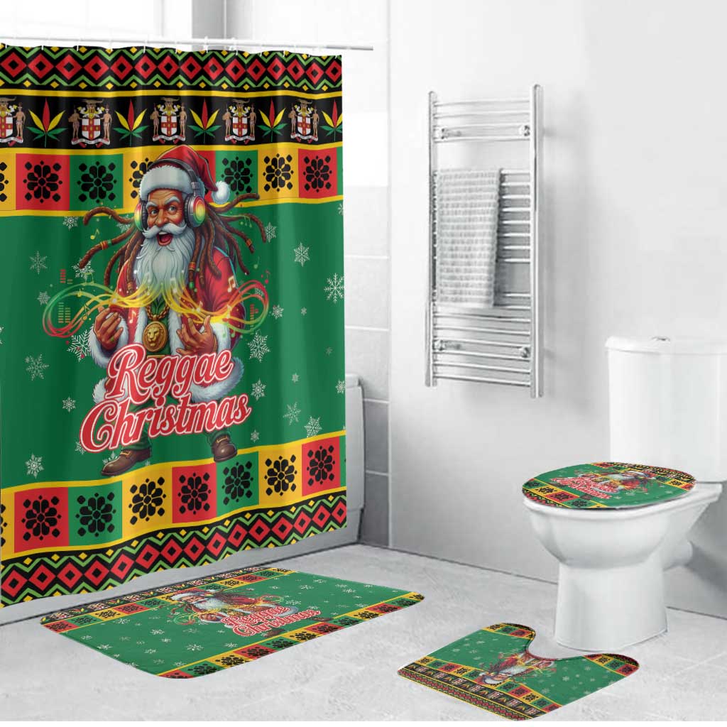 Afro-Jamaicans Christmas Bathroom Set Reggae Santa with Dreadlocks Design