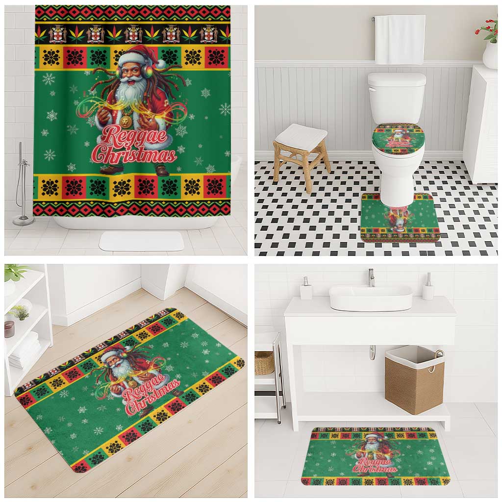 Afro-Jamaicans Christmas Bathroom Set Reggae Santa with Dreadlocks Design