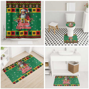 Afro-Jamaicans Christmas Bathroom Set Reggae Santa with Dreadlocks Design