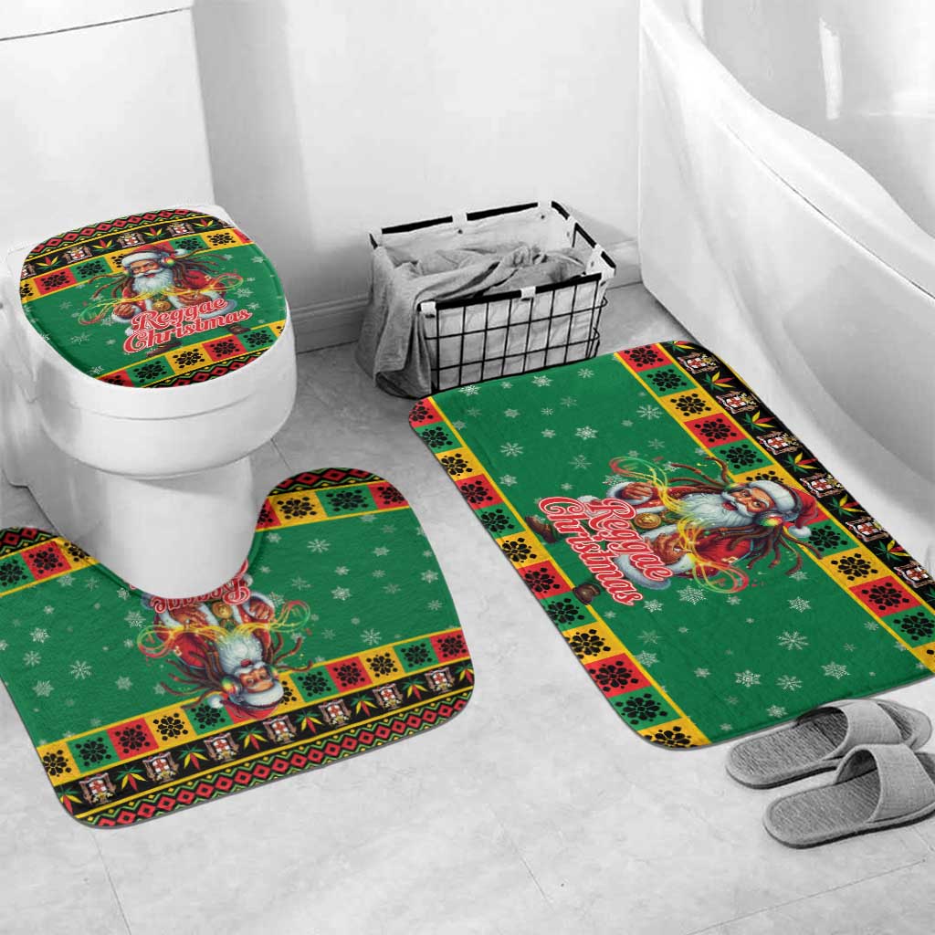 Afro-Jamaicans Christmas Bathroom Set Reggae Santa with Dreadlocks Design