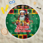 Afro-Jamaicans Christmas Beach Blanket Reggae Santa with Dreadlocks Design - African Pride