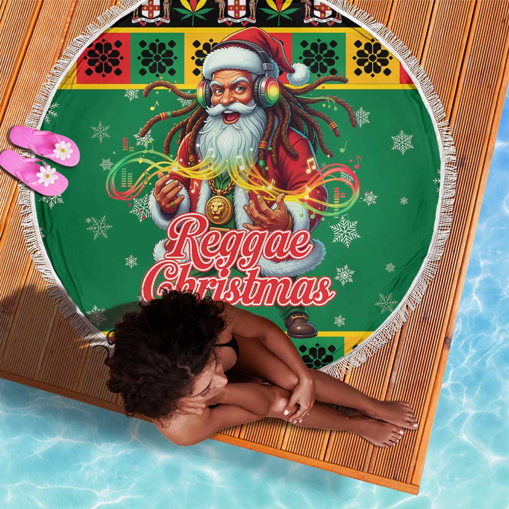 Afro-Jamaicans Christmas Beach Blanket Reggae Santa with Dreadlocks Design - African Pride