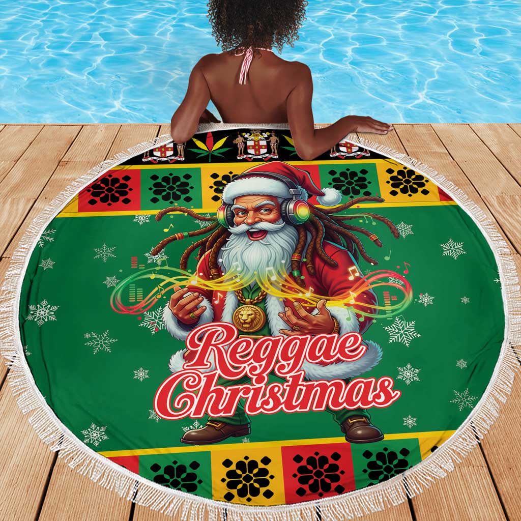 Afro-Jamaicans Christmas Beach Blanket Reggae Santa with Dreadlocks Design - African Pride