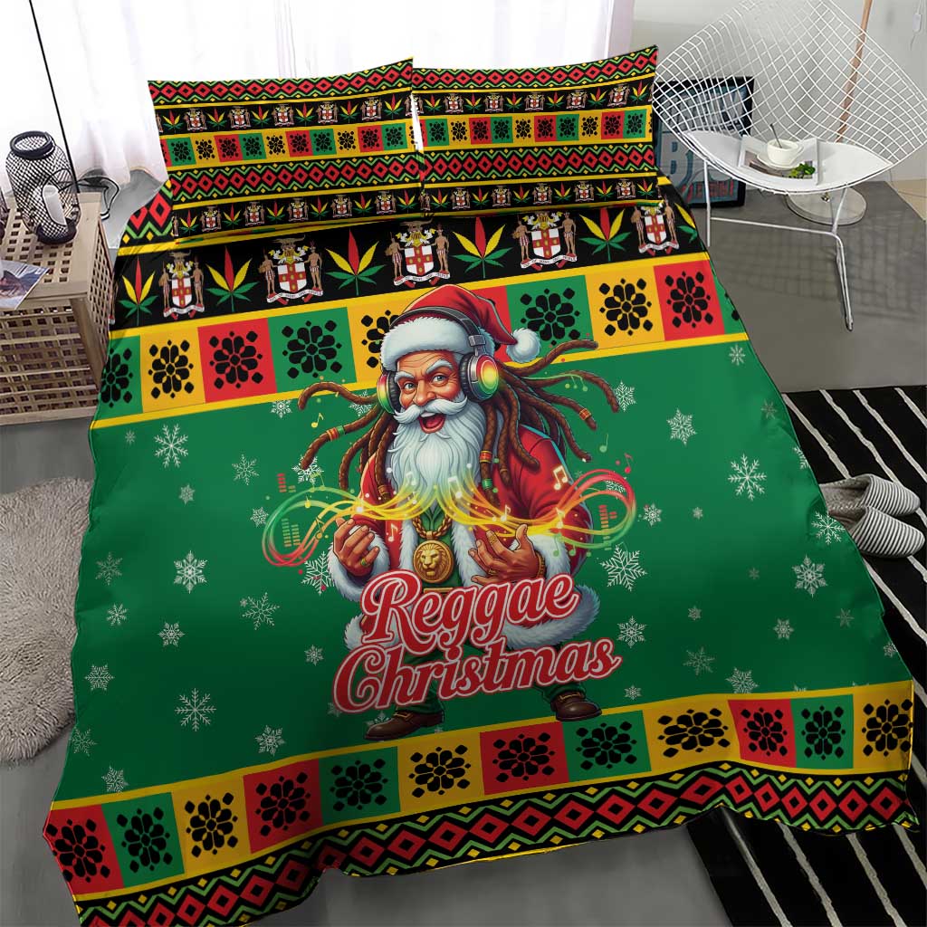 Afro-Jamaicans Christmas Bedding Set Reggae Santa with Dreadlocks Design - African Pride