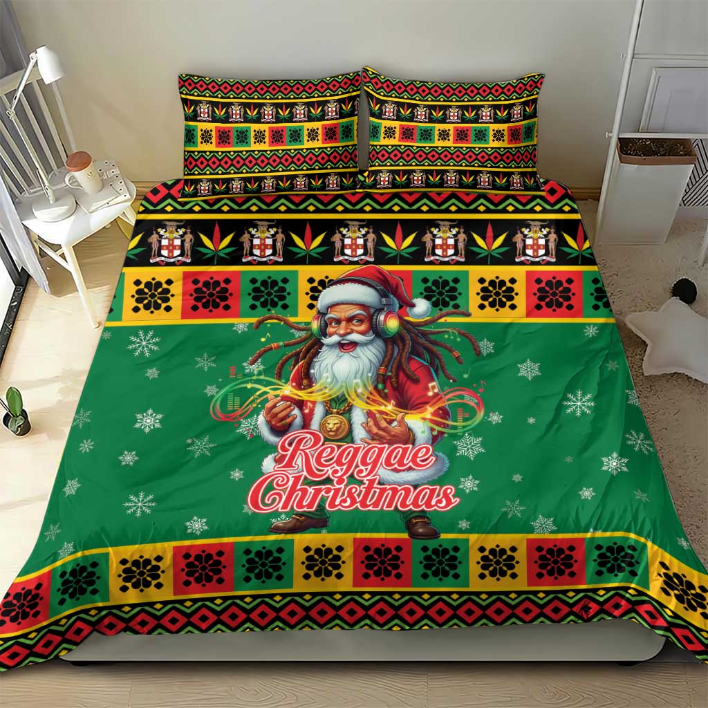 Afro-Jamaicans Christmas Bedding Set Reggae Santa with Dreadlocks Design - African Pride