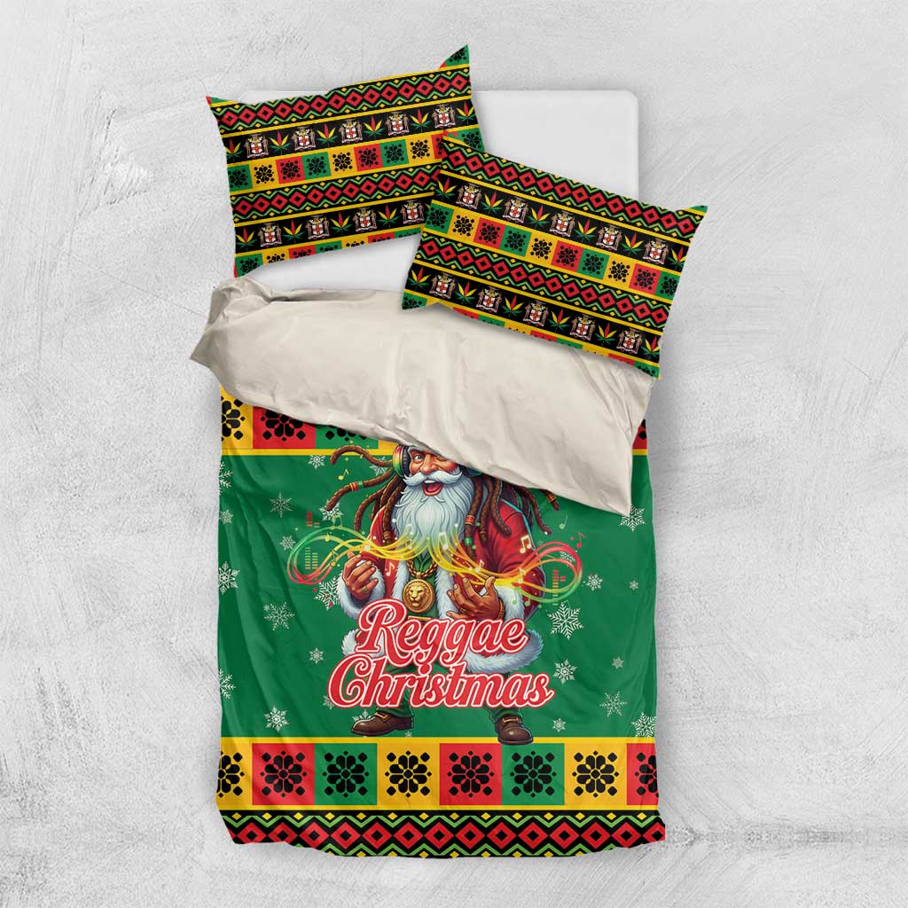 Afro-Jamaicans Christmas Bedding Set Reggae Santa with Dreadlocks Design - African Pride
