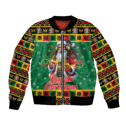 Afro-Jamaicans Christmas Bomber Jacket Reggae Santa with Dreadlocks Design - African Pride