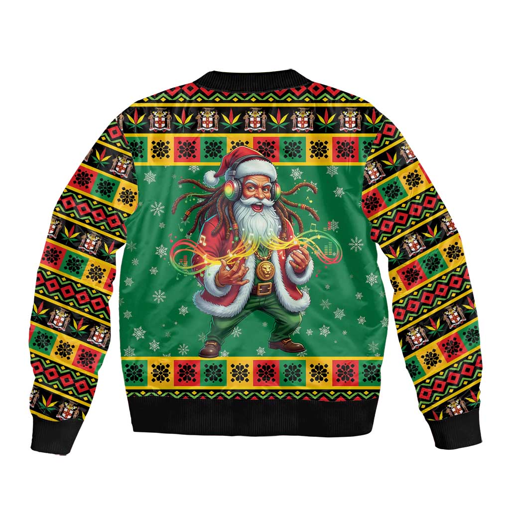 Afro-Jamaicans Christmas Bomber Jacket Reggae Santa with Dreadlocks Design - African Pride
