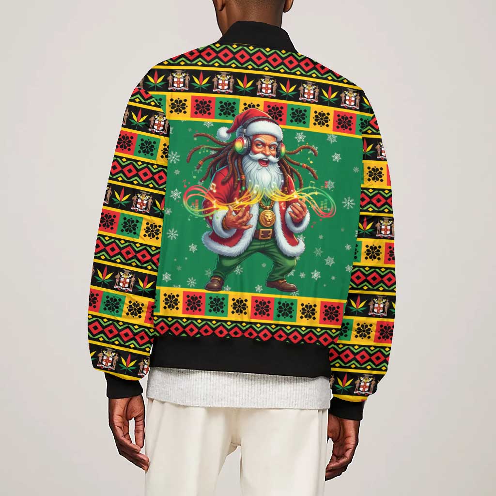 Afro-Jamaicans Christmas Bomber Jacket Reggae Santa with Dreadlocks Design - African Pride