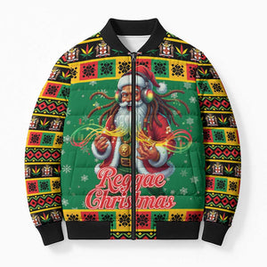 Afro-Jamaicans Christmas Bomber Puffer Jacket Reggae Santa with Dreadlocks Design