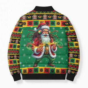 Afro-Jamaicans Christmas Bomber Puffer Jacket Reggae Santa with Dreadlocks Design